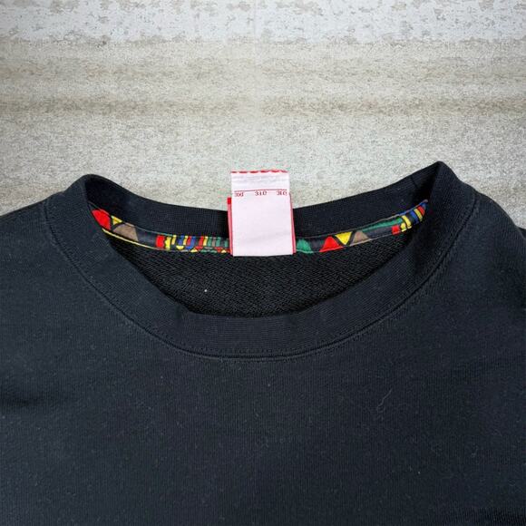 Nike Sweatshirt Jet Black Cotton Pullover Crewneck Multicolor Swoosh - Picture 5 of 6